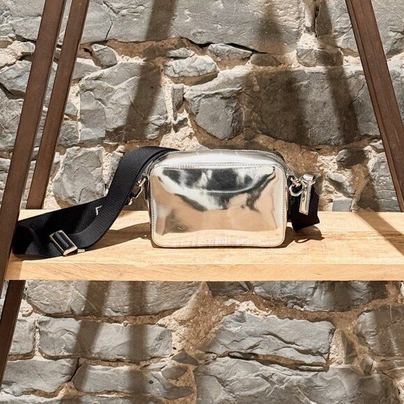 Prada Metallic Silver Chrome Spazzolato Brique Crossbody Bag W/ Pouch - Picture 3 of 16